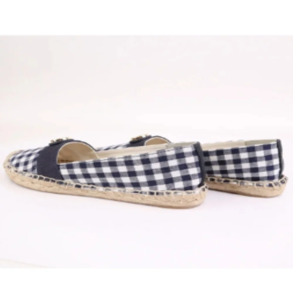 Tory Burch Beacher Brigh Navy Espidrilles Flats Jute Leather Designer #715